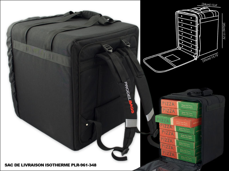 Sac à dos de livraison PRO - Sac de livraison chauffé - pour 6 cartons à  pizza 40x40cm - Noir