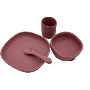 Lot de 5 coffrets repas bébé enfant en silicone 4 pièces. Kit repas bébé et enfants bas...