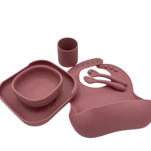 Lot de 5 coffrets repas bébé enfant en silicone 6 pièces. Kit repas bébé et enfants bas...