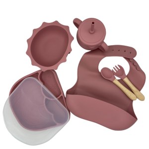 Lot de 5 coffrets repas bébé enfant en silicone 6 pièces. Kit repas bébé et enfants bas...