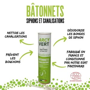 Bâtonnets ARCY VERT pour l'entretien des canalisations