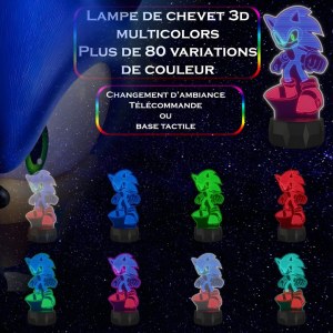 Lampe 3D multicolors Sonic