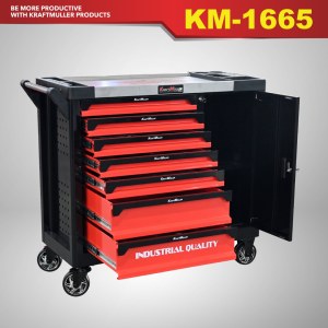 SERVANTE KRAFTMULLER + OUTILS 7/7 ROUGE ET NOIR.KM-1665