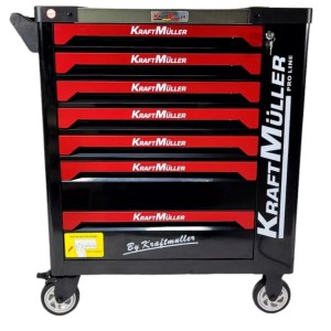 SERVANTE D'ATELIER PRO LINE BY KRAFTMULLER 7/7 ROUGE ET NOIR.KM-1617