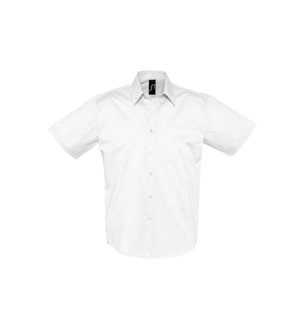 Chemise en sergé de coton à manches courtes de marque pour hommes