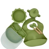 Lot de 5 coffrets repas bébé enfant en silicone 6 pièces. Kit repas bébé et enfants bas...