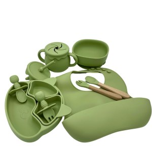 Lot de 5 coffrets repas bébé enfant en silicone 9 pièces. Kit repas bébé et enfants bas...