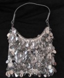 Sac à main de soirée avec strass et paillettes gris