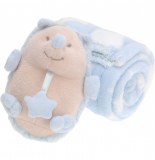 Peluche hérisson et couverture pour bébé - 16 cm - bleu