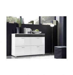 Commode - 4 portes - gris et blanc