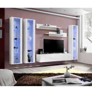 Ensemble tv avec led - 6 éléments - blanc