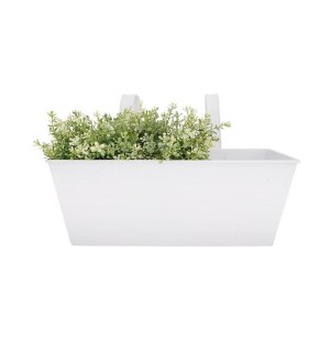 Jardinière blanche pour balcon - zinc - 40 cm x 26,5 cm x23,3 cm