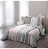 Parure de lit 2 personnes textilio - 240 x 220 cm - coton rose