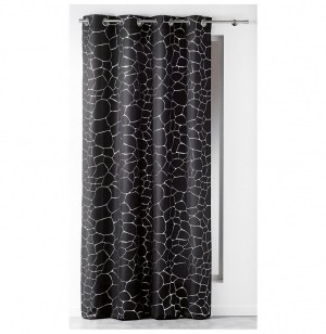 Rideau à oeillets occultant - 140 x 260 cm - sahel argent - noir