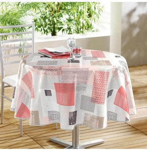 Nappe ronde - d 160 cm - pvc - carrea - corail