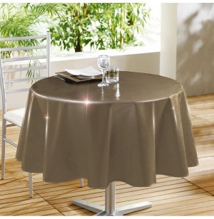 Nappe ronde - d 160 cm - laqué - taupe