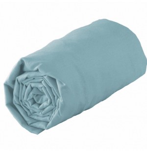 Drap housse 2 personnes lina - 57 fils - 160 x 200 cm - aqua