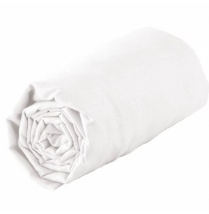 Drap housse 2 personnes lina - 57 fils - 180 x 200 cm - blanc