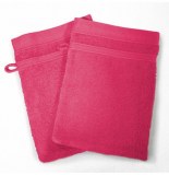 2 gants de toilette vitamine - 15 x 21 cm - eponge - fuchsia