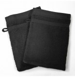 2 gants de toilette vitamine - 15 x 21 cm - eponge - noir