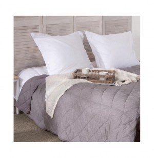 Dessus de lit matelassé - 220 x 240 cm - coton et polyester - gris