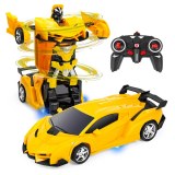 Voiture Télécommandée RC Car 2 en 1 Transformable en Robot avec Effets Lumineux - Coule...