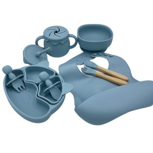 Lot de 5 coffrets repas bébé enfant en silicone 9 pièces. Kit repas bébé et enfants bas...