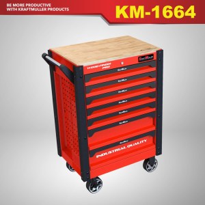 SERVANTE KRAFTMULLER + OUTILS 7/7 ROUGE ET NOIR.WOOD FINISH PRO.INDUSTRIAL QUALITY