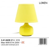 LAMPE CERAMIQUE LOREN JAUNE H 19cm