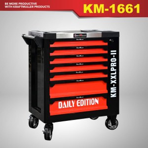 SERVANTE KRAFTMULLER DAILY EDITION XXL-PRO 7/7 ROUGE ET NOIR.PORTE LATERALE