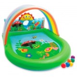 Piscine gonflable avec pare-soleil et jets d'eau - intex