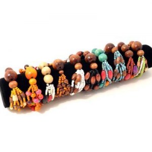 Lot de 10 bracelets perles en bois