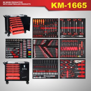 SERVANTE KRAFTMULLER + OUTILS 7/7 ROUGE ET NOIR.KM-1665