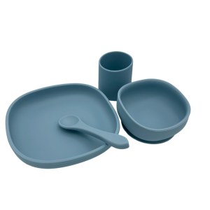 Lot de 5 coffrets repas bébé enfant en silicone 4 pièces. Kit repas bébé et enfants bas...