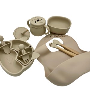 Lot de 5 coffrets repas bébé enfant en silicone 9 pièces. Kit repas bébé et enfants bas...