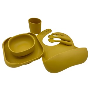 Lot de 5 coffrets repas bébé enfant en silicone 6 pièces. Kit repas bébé et enfants bas...