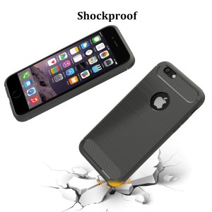 Déstockage Coque de protection en silicone effet métal brossé et carbone pour iPhone