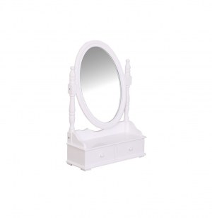 Coiffeuse grand miroir avec 2 tiroirs range bijoux - blanc