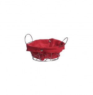 Panier multi usages rond - rouge - corbeille métal avec housse tissu