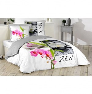 Parure de couette 100% coton 57 fils - 220 x 240 cm - zen