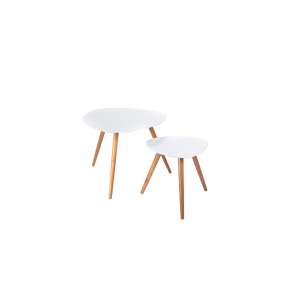 Tables basses miléo - blanc - lot de 2 tables café