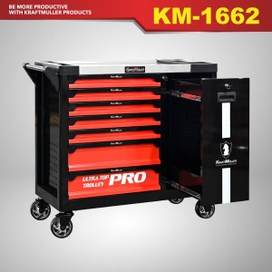 SERVANTE D'ATELIER WOOD PRO 7/7 ROUGE ET NOIR.KING-SIZE