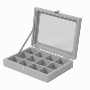 Herzberg HG-05309: Organisateur de Bijoux Elégant Avec Couvercle en Verre et 12 Compart...