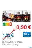 Biscuits goûters LU Rem 4x375g fourré chocolat