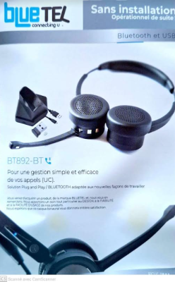 Bluetel BT-892BT : Casque sans fil Bluetooth idéal pour le télétravail, appels ou de pa...