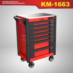 SERVANTE KRAFTMULLER + OUTILS 7/7 ROUGE ET NOIR. KM-1663