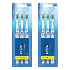 Pack de 6 Brosses à Dents Oral-B Classic Care - Couleurs Aleatoires