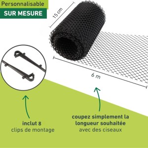 Grillage de Protection en Mailles Fines pour Gouttière avec Crochets de Montage - 15cm...