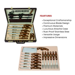 Herzberg HG-K25LB: 25 Pieces Knife and Cutlery Set with Attache Case - Minimum Order 20...