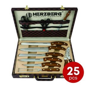 Herzberg HG-K25LB: 25 Pieces Knife and Cutlery Set with Attache Case - Minimum Order 20...